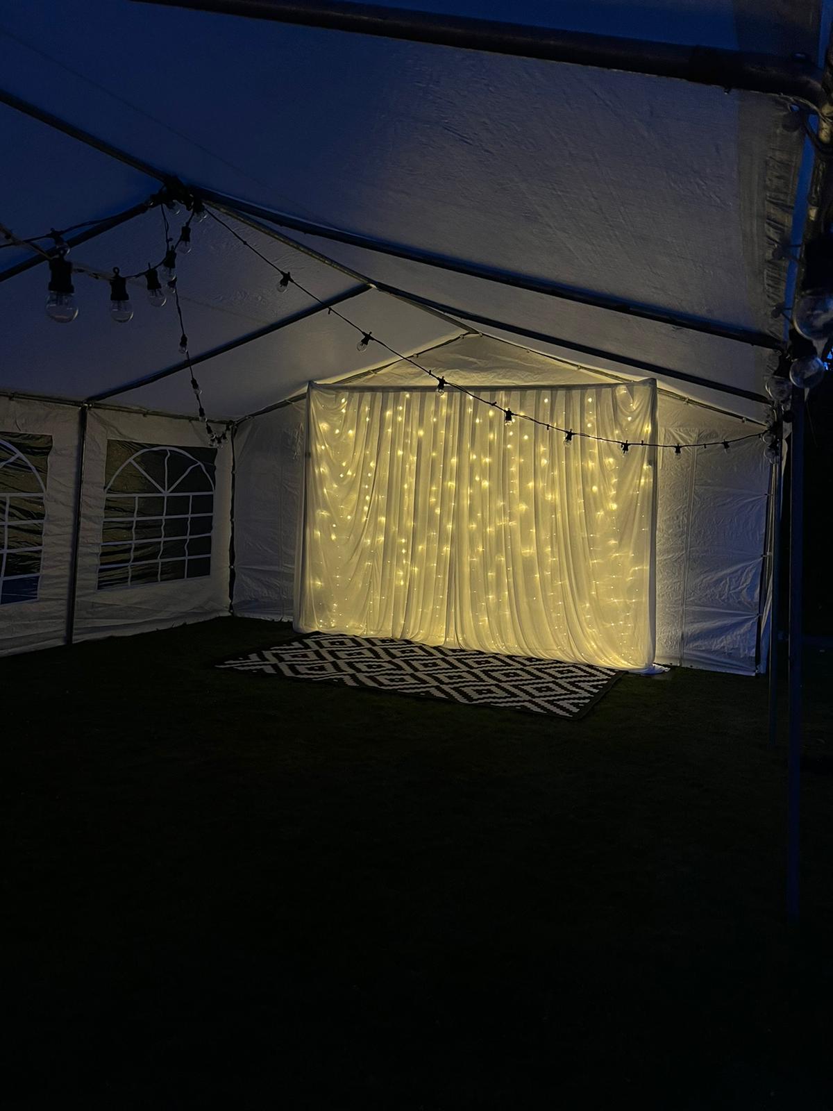 Hire LED White Curtain Backdrop